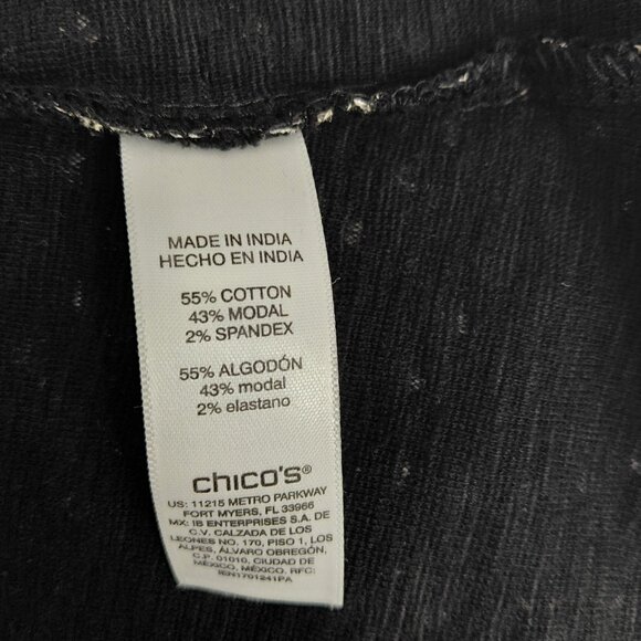 Chico's Short Sleeve Shift Dress Size XL Black Paisley Pullover Ruffle Sleeve - Picture 7 of 8